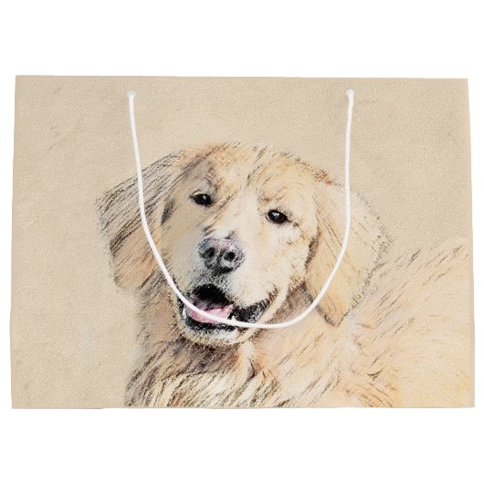 Goldene Retriever Malerei - Niedliche Original Dog Große Geschenktüte (Rückseite)
