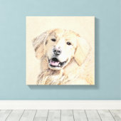 Goldene Retriever Malerei - Niedliche Original Dog Leinwanddruck (Insitu (Holzboden))