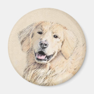 Goldene Retriever Malerei - Niedliche Original Dog Magnet