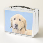 Goldene Retriever Malerei - Niedliche Original Dog Metall Brotdose (Rückseite)
