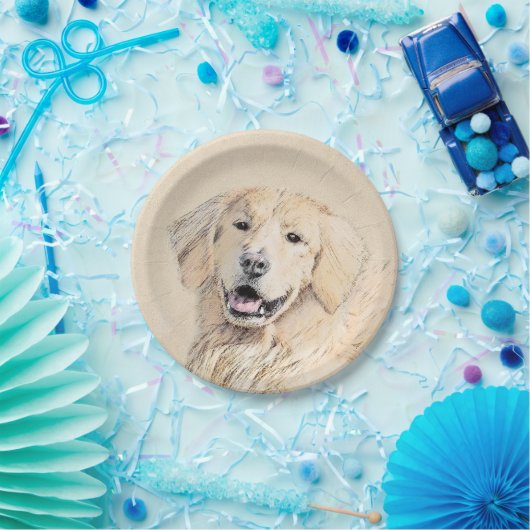Goldene Retriever Malerei - Niedliche Original Dog Pappteller (Party)