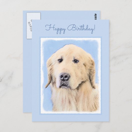 Goldene Retriever Malerei - Niedliche Original Dog Postkarte (Vorne/Hinten)