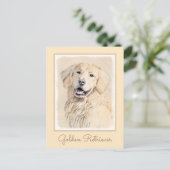 Goldene Retriever Malerei - Niedliche Original Dog Postkarte (Stehend Vorderseite)
