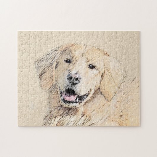 Goldene Retriever Malerei - Niedliche Original Dog Puzzle (Horizontal)