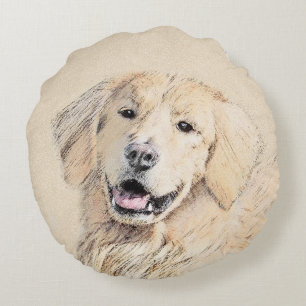 Goldene Retriever Malerei - Niedliche Original Dog Rundes Kissen