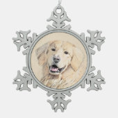 Goldene Retriever Malerei - Niedliche Original Dog Schneeflocken Zinn-Ornament (Vorderseite)