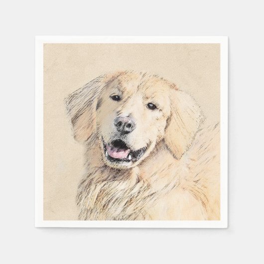 Goldene Retriever Malerei - Niedliche Original Dog Serviette (Vorderseite)