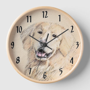 Goldene Retriever Malerei - Niedliche Original Dog Uhr