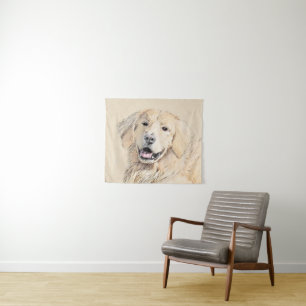 Goldene Retriever Malerei - Niedliche Original Dog Wandteppich
