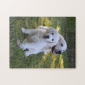 Goldene Retriever Mama und Welpe Puzzle (Horizontal)