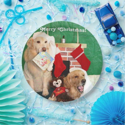 Goldene Retriever Night vor Weihnachten Pappteller (Party)