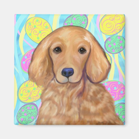 Goldene Retriever Ostern Magnet (Vorne)