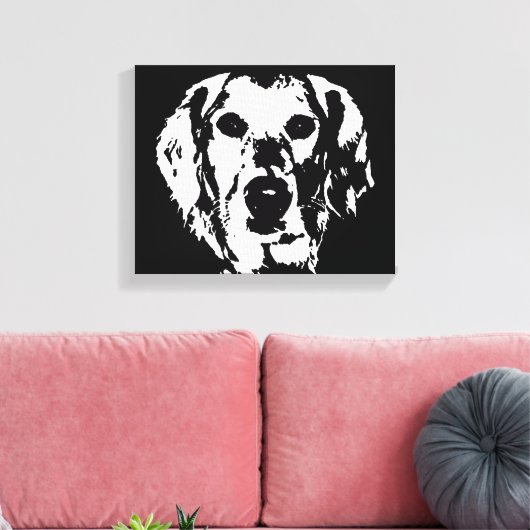 Goldene Retriever Schwarz-weiß gezackte Canvas Pri Leinwanddruck (Insitu (Wohnzimmer))