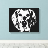 Goldene Retriever Schwarz-weiß gezackte Canvas Pri Leinwanddruck (Insitu (Holzboden))