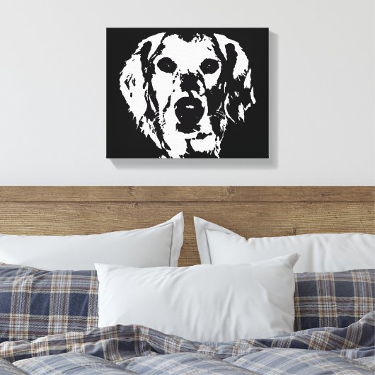 Goldene Retriever Schwarz-weiß gezackte Canvas Pri Leinwanddruck (Insitu (Schlafzimmer))