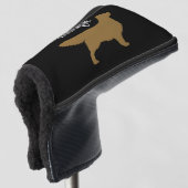 Goldene Retriever Silhouette mit Individuelle Name Golf Headcover (3/4 Vorderseite)