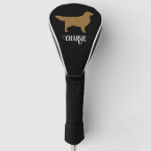 Goldene Retriever Silhouette mit Individuelle Name Golf Headcover (Vorderseite)