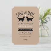 Goldene Retriever-Silhouetten Hochzeit Sichern Sie Save The Date (Stehend Vorderseite)