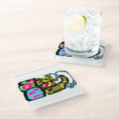 Goldene Retriever und Frühjahr Glasuntersetzer (Schrägansicht)