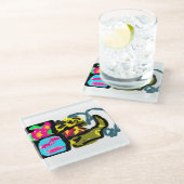 Goldene Retriever und Frühjahr Glasuntersetzer (Schrägansicht)