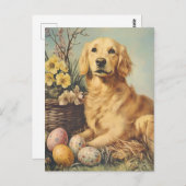 Goldene Retriever Vintag Ostern Postkarte (Vorne/Hinten)