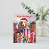 Goldene Retriever Weihnachtsüberraschung Einladung (Stehend Vorderseite)