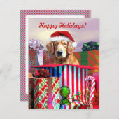 Goldene Retriever Weihnachtsüberraschung Einladung (Vorne/Hinten)