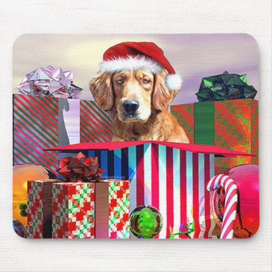 Goldene Retriever Weihnachtsüberraschung Mousepad (Vorne)