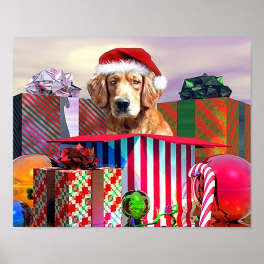 Goldene Retriever Weihnachtsüberraschung Poster (Vorne)