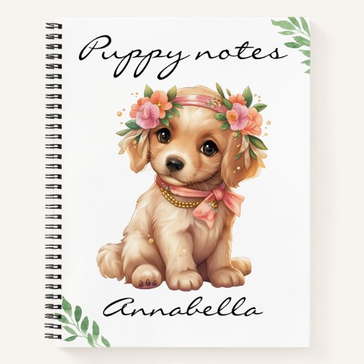 Goldene Retriever Welpe mit Blume Individuelle Nam Notizblock (Vorderseite)