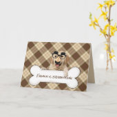 Goldene Retrika mit lustiger Maske auf Knochen Karte (Gelbe Blume)