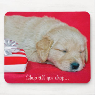 Goldene Retrika mit Weihnachtsgeschenk Mousepad