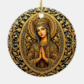 Goldene Reverenz Jungfrau Mary Keramik Ornament (Hinten)