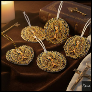 Goldene Reverenz Jungfrau Mary Keramik Ornament