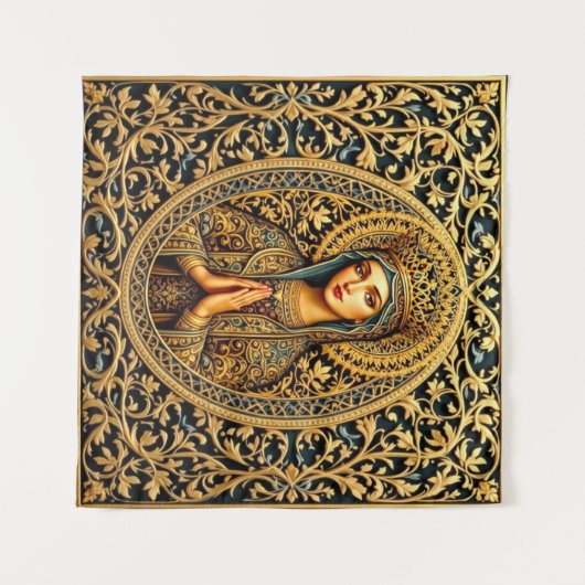 Goldene Reverenz Jungfrau Mary Wandteppich (Vorderseite (Horizontal))