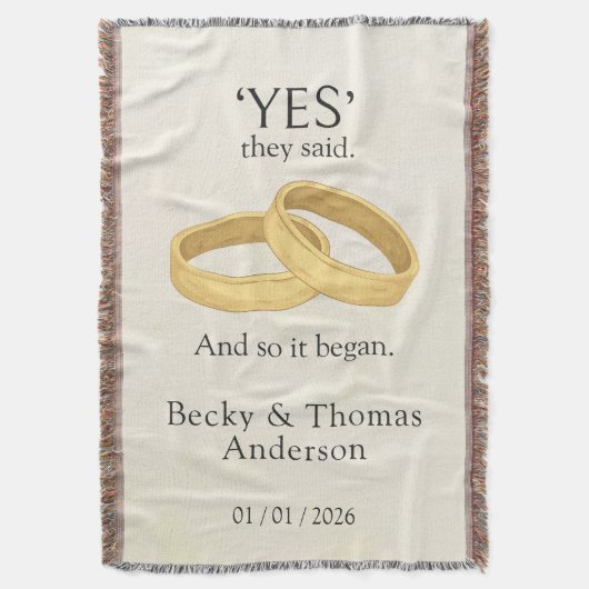 Goldene Ringe, Hochzeitsdatum Andenken Decke (Vorderseite Vertikal)