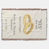 Goldene Ringe, Hochzeitsdatum Andenken Decke (Vorderseite)