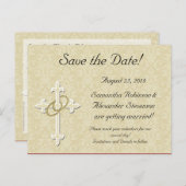 Goldene Ringe mit Kreuz, elegante Christliche Lieb Ankündigungspostkarte (Vorne/Hinten)