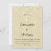 Goldene Ringe mit Kreuz, elegante Christliche Lieb Einladung (Rückseite)