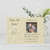 Goldene Ringe mit Kreuz, elegante Christliche Lieb Einladung (Stehend Vorderseite)