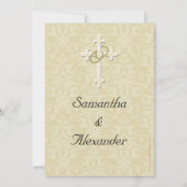 Goldene Ringe mit Kreuz, elegante Christliche Lieb Einladung (Rückseite)