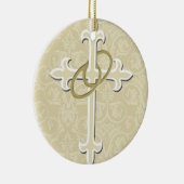 Goldene Ringe mit Kreuz, elegante Christliche Lieb Keramik Ornament (Rechts)