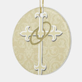 Goldene Ringe mit Kreuz, elegante Christliche Lieb Keramik Ornament (Links)