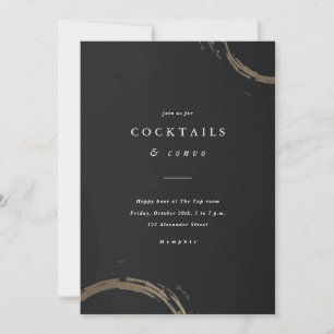 Goldene Ringe Schwarze Gold Cocktailparty Einladung
