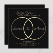 Goldene Ringe Verbindung Hochzeit Verlobung Einladung (Vorne/Hinten)