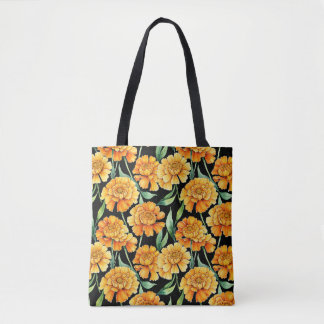 Goldene Ringelblumen-Blüten Schwarze Tragetasche Tasche