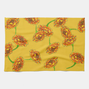Goldene Ringelblumen Florale Botanische Kunst auf  Geschirrtuch