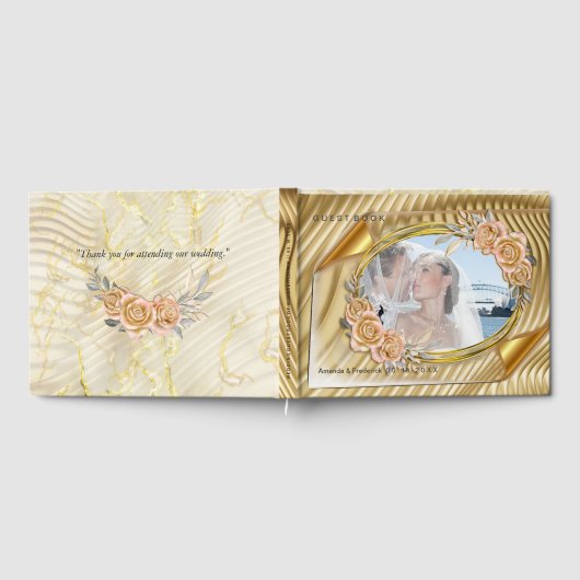 Goldene Rippeleffekte und Rose Gästebuch (Voll)