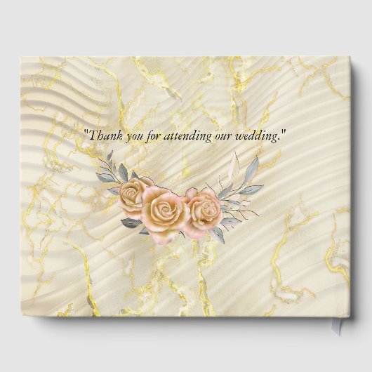 Goldene Rippeleffekte und Rose Gästebuch (Rückseite)