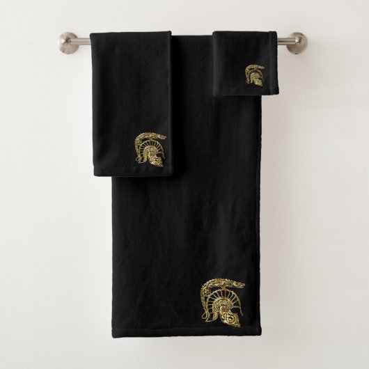 Goldene Ritterrüstung Helmschmiede in Gold (schwar Badhandtuch Set (Insitu)